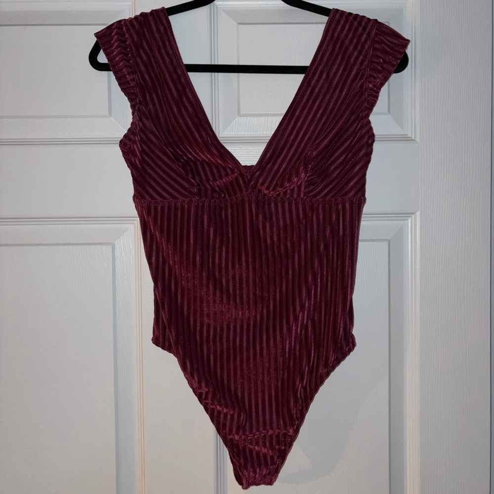 Hollister Gilly Hicks Burgundy Ribbed Bodysuit